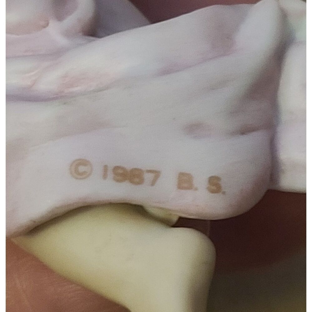 Rare Vintage Angel Bisque 1987 B.S.B. Shackman Ornament Cupid with‎ Flowers - Picture 6 of 8